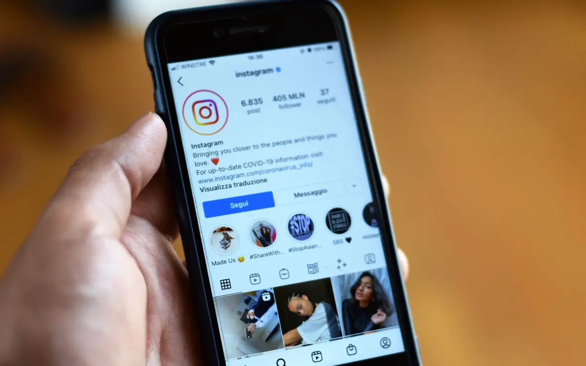 Smartphone showing an Instagram business profile, the first thing Amritsar customers check before they enquire